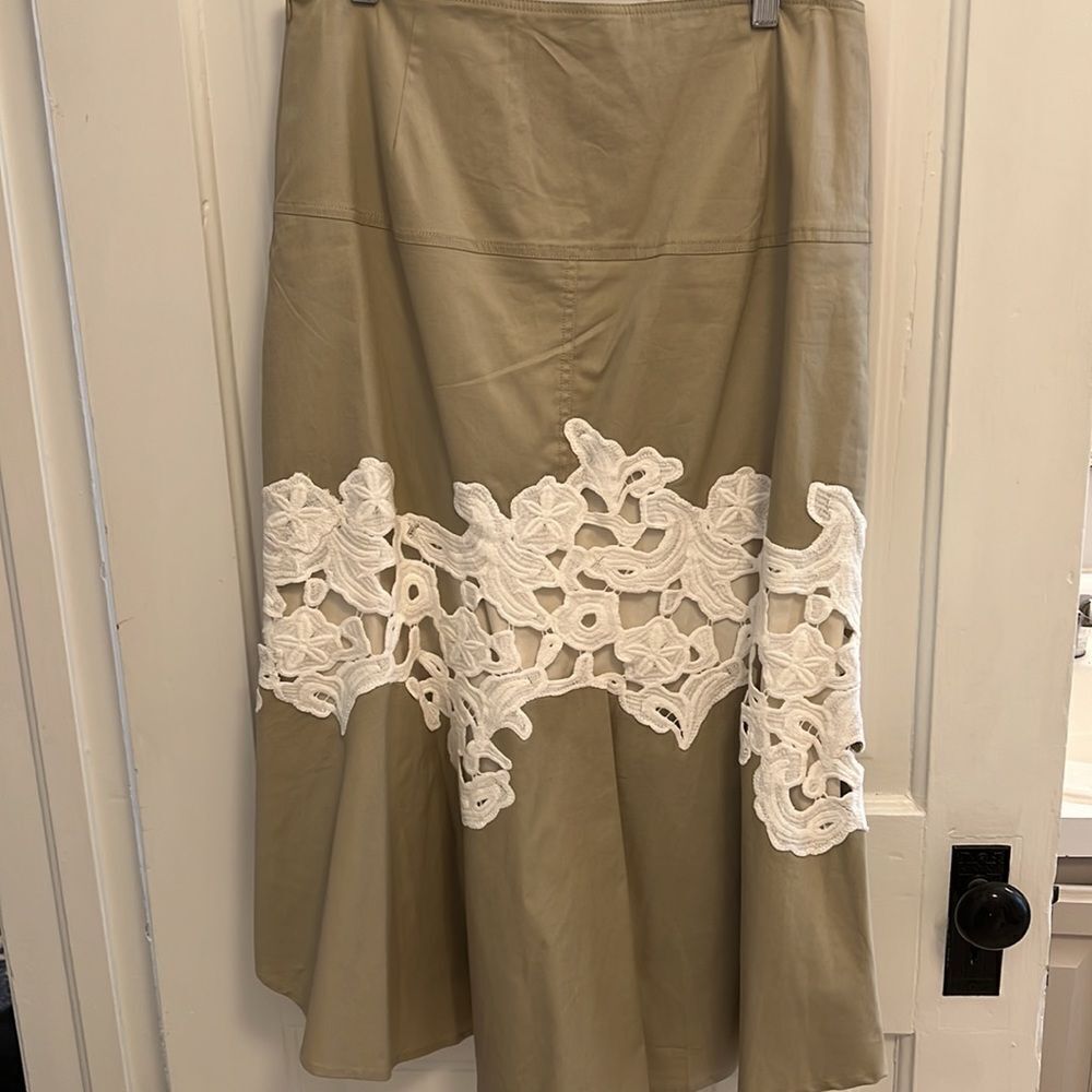Derek Lam // Khaki Lace Detail Skirt - Picture 6 of 8